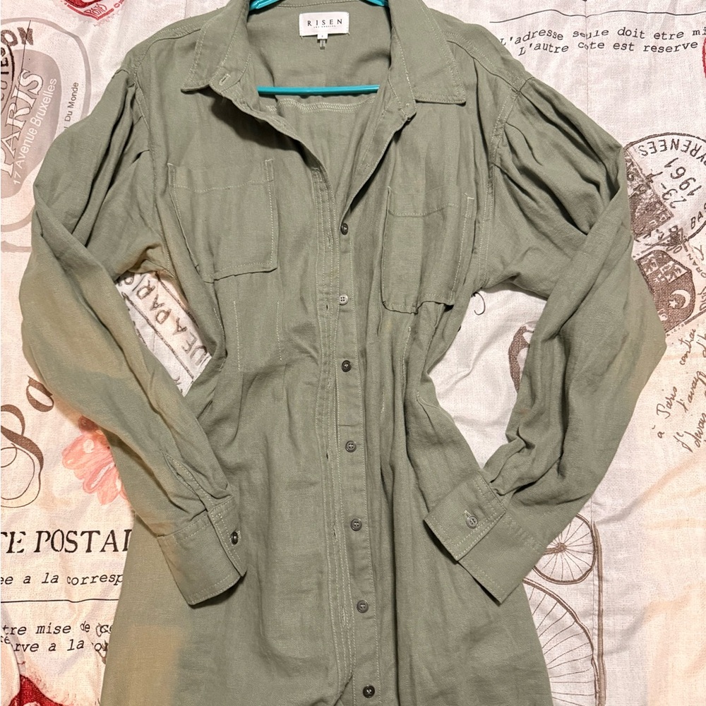Risen Olive Long Sleeve Dress